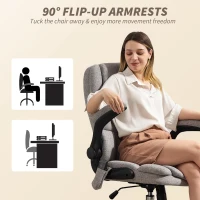 HOMCOM Scaun de Birou cu Masaj la 4 Puncte și Încălzire și Brațe Pliabile, Gri(m-5)