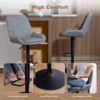 HOMCOM Set of Two Faux Leather Retro Bar Stools - Light Grey(m-7)