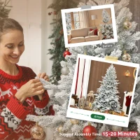 HOMCOM 6ft Snow Flocked Artificial Christmas Tree(m-7)