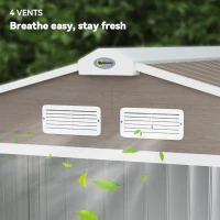 Outsunny Magazie Grădină Metalică cu Orificii de Ventilație și Ușă Culisantă Dublă pentru Grădinarit și DIY, 213x130x185 cm, Maro(m-8)