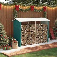 Outsunny Abri bûches de stockage pour bois de chauffage en acier galvanisé 240 x 86 x 160 cm vert(m-2)