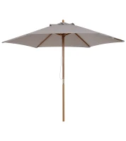 Outsunny 2.5m Wood Garden Parasol Sun Shade Patio Outdoor Wooden Umbrella Canopy, Table Market Umbrella with Vent, 38mm Pole, Rope Pulley Mechanism, Grey(m-1)