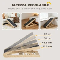 PawHut Rampa per Cani Pieghevole e Antiscivolo con Altezza Regolabile su 4 Livelli per Animali fino 15kg(m-4)