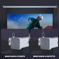 HOMCOM Telo per Proiettore 84 Pollici con Telecomando, in PVC e Metallo, 212x8x150 cm, Bianco(m-7)