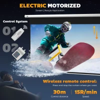 HOMCOM Telo per Proiettore 100" 16:9 Motorizzato con Telecomando, 251x8x168 cm, Bianco(m-4)