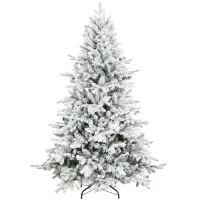 HOMCOM 6ft Snow Flocked Artificial Christmas Tree(m-10)