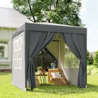 Outsunny Gazebo Pieghevole 2x2 m con 4 Pareti Rimovibili in Metallo e Poliestere, Grigio(m-8)