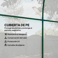 Outsunny Invernadero de Jardín 180x180x200 cm Invernadero de Túnel Pequeño con Puerta Enrollable y Ventana de Malla Blanco(m-4)