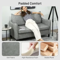 HOMCOM Faux Leather Marble-Effect Two-Seater Sofa - Grey(m-4)