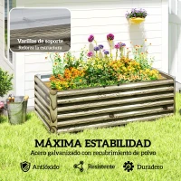 Outsunny Jardinera Exterior Grande Rectangular de Acero Galvanizado para Terraza con Base Abierta 180x90x57,5 cm Natural(m-5)