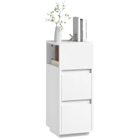 HOMCOM Slim Bedside Table, Narrow Bedside Cabinet with Open Shelf and 2 Drawers for Bedroom, Living Room, White(m-10)