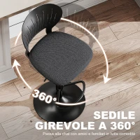 HOMCOM Set 2 Sgabelli da Bar Traspiranti in Tessuto Effetto Lino e Metallo con Poggiapiedi, 40.5x43x84-105 cm, Nero(m-5)