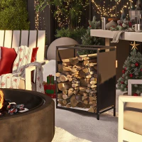 Outsunny Range bûche interieur porte bûche de cheminée support de bois de chauffage pour intérieur extérieur 44x28x65 cm noir(m-2)