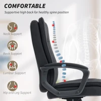 HOMCOM Linen-Look Double-Padded Office Chair - Black(m-4)