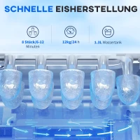 HOMCOM Eiswürfelmaschine Eiwürfelspender Eiwürfelbereiter, 29,4 cm x 22,2 cm x 29 cm, Schwarz(m-4)