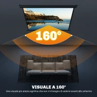 HOMCOM Telo per Proiettore 84" Formato 4:3, Angolo di 160° e Montaggio a Soffitto o Parete, Nero(m-5)