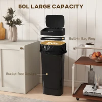 HOMCOM 50L Stainless Steel Sensor Bin - Black(m-6)