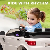 HOMCOM Coche Eléctrico SUV para 3-6 Años Coche de Batería 12V con 2 Motores Mando a Distancia 110x68x52 cm Blanco(m-8)