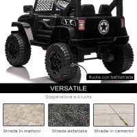 HOMCOM Macchina Elettrica per Bambini 3-6 Anni da 12V con Telecomando, Fari e Clacson, 100x64.2x71 cm, Nero(m-8)