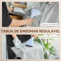 HOMCOM Ferro de Engomar a Vapor 1800W Temperatura Ajustável 11 Níveis Depósito de 2 L Aquecimento em 38s 35x25x47-118,5 cm Amarelo(m-7)