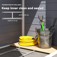 Outsunny 4.4ft x 3.3ft size Aluminium Frame and Plastic Wall Shed, with Foundation - Grey(m-6)