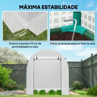Outsunny Estufa de Jardim 180x180x200 cm Estufa Tipo Túnel Pequena com Porta Enrolável e Janela de Malha para Cultivar Plantas Flores Branco(m-5)
