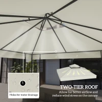 Outsunny Copertura per Gazebo da Giardino 3x3m UPF30+ a 2 Livelli in Poliestere Grigio Chiaro(m-4)