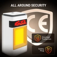 HOMCOM Ceramic Electric Heater, 1500W Fan Space Heater with 3 Modes, 24H Timer, Flame Effect, Oscillation for Bedroom, White(m-9)