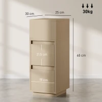 HOMCOM Slim Bedside Table, Narrow Bedside Cabinet with Open Shelf and 2 Drawers for Bedroom, Living Room, Natural Wood Finish(m-3)