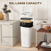 HOMCOM 50L Stainless Steel Sensor Bin - White(m-6)