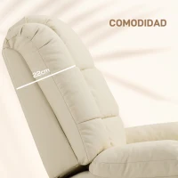 HOMCOM Sillón de Masaje Reclinable con 8 Puntos de Masaje Mando a Distancia Tapizado en PU Reposapiés Bolsillo Lateral Crema(m-6)