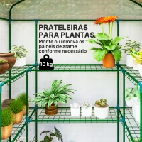 Outsunny Estufa de Jardim com 1 Porta 2 Janelas e Prateleiras de 2 Níveis em Forma de U para Cultivo de Plantas 140x73x190 cm Branco(m-4)