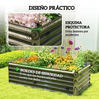 Outsunny Jardinera Exterior Grande Rectangular de Acero Galvanizado para Terraza con Base Abierta 180x90x57,5 cm Natural(m-7)