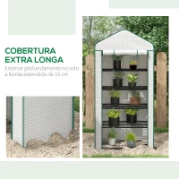 Outsunny Estufa de Jardim de 5 Prateleiras Estufa Resistente com 1 Porta com Fecho de Correr Anti-UV 90x49x193 cm Branco(m-8)