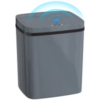 HOMCOM 15L Sensor Bin, Automatic Touchless Kitchen Bin, Easy Clean, Battery Operated for Home Office, Bedroom, Bathroom, Grey(m-10)