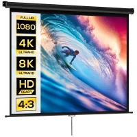 HOMCOM Telo per Proiettore 84" Formato 4:3, Angolo di 160° e Montaggio a Soffitto o Parete, Nero(m-11)