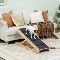 PawHut Rampa per Cani Pieghevole e Antiscivolo con Altezza Regolabile su 4 Livelli per Animali fino 15kg(m-2)