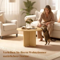 HOMCOM Runder Couchtisch, Bambus-Wohnzimmertisch mit Kreuzfuß, Natur(m-4)