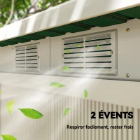 Outsunny Abri de jardin 3,6 m² 280 x 130 x 172 cm kit de fondation porte coulissante ventilations acier galvanisé vert foncé(m-8)