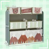 ZONEKIZ Estante para Brinquedos com 6 Caixas de Tecido não Tecido Amovíveis Organizador de Brinquedos 63x30x66 cm Verde(m-3)