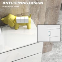 HOMCOM 5-Drawer Modern Dresser, High Gloss Storage Drawer Unit for Bedroom, White(m-6)