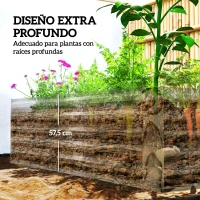 Outsunny Jardinera Exterior Grande Rectangular de Acero Galvanizado para Terraza con Base Abierta 180x90x57,5 cm Natural(m-4)