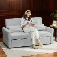 HOMCOM Three-Way Two-Seater Sofa Bed - Light Grey(m-2)