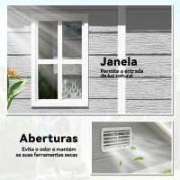 Outsunny Abrigo de Jardim em Resina 182x151x219 cm com Piso Janela Ventilação Portas Duplas Cinzento(m-7)