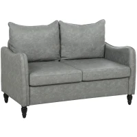 HOMCOM Faux Leather Marble-Effect Two-Seater Sofa - Grey(m-1)