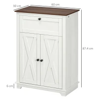 HOMCOM Credenza Bassa da Cucina in Stile Rustico con Cassetto e Armadietto con Ripiano Regolabile, Bianco(m-3)