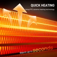 HOMCOM Ceramic Electric Heater, 1500W Fan Space Heater with 3 Modes, 24H Timer, Flame Effect, Oscillation for Bedroom, White(m-4)