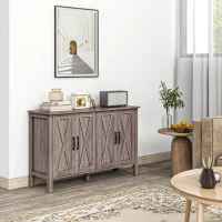 HOMCOM Dulap în Stil Rustic cu 2 Rafturi Reglabile pentru Depozitare, Dulap pentru TV cu 4 Uși, 120x37x75 cm, Gri(m-2)