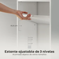 HOMCOM Librería de 5 Niveles Estantería para Libros Moderna con Estantes Abiertos y Puerta 40x30x156 cm Blanco(m-5)
