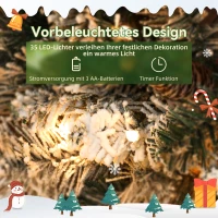 HOMCOM Tannenkranz Weihnachtskranz mit LED-Lichterkette, Tannenzapfen, Türkranz Grün+Weiß, Ø60 x 8 cm(m-5)